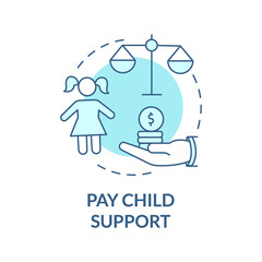 Pay child support turquoise concept icon. Parents responsibility. Divorce abstract idea thin line illustration. Isolated outline drawing