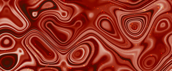 Dark red liquid wavy lines background with glowing edges. Liquid mix fluid blend surface and gradient texture.