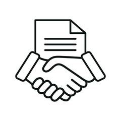 Business handshake sign icon or logo line. agreement of parties concept. Business contract and document outline vector illustration. Vector illustration