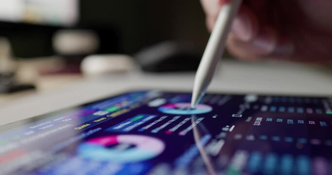 Digital tablet computer show the financial data with digital pencil