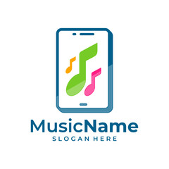 Music Phone Logo Vector Icon Illustration. Phone Music logo design template