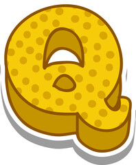 Q letter. Modern hand-drawn cartoon illustrations. Children alphabet monogram. Cute idea for children's room decor. Typographic emblem, logo, label design