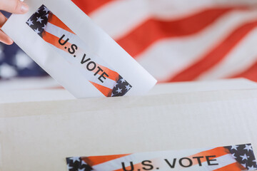 The flag of United States of America is displayed on every ballot box during American elections