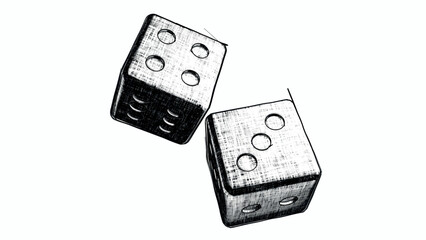 Hand drawn style doodle of two dice. Gambling symbol. Cartoon sketch. Decoration for greeting cards, posters, emblems, wallpapers illustration