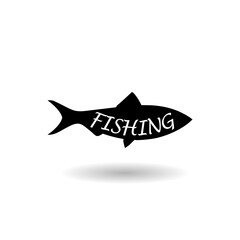 Fishing logo icon with shadow