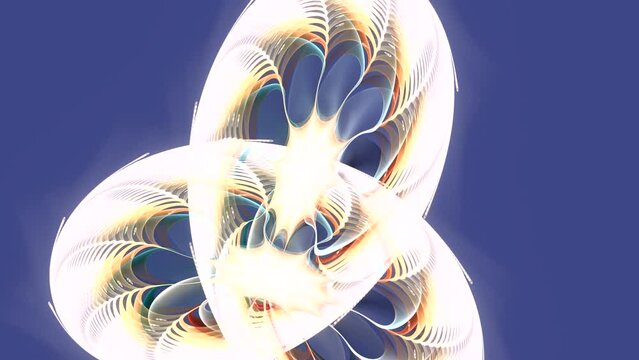 The abstract wheel turns into a net on a blue background. High detailed loop