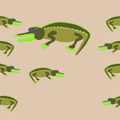 Horizontal stylized colored  reptile. Hand drawn.