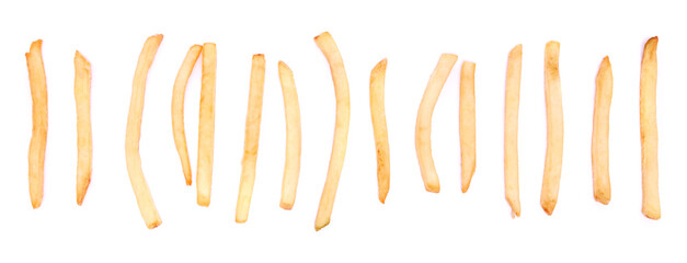 French fries potatoes isolated on white background