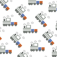 Seamless pattern with trains perfect for wrapping paper