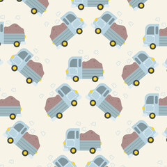 Seamless pattern with trucks perfect for wrapping paper