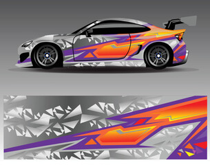 Sport Car decal wrap design vector. Graphic abstract stripe racing background kit designs for vehicle, race car, rally, adventure and livery