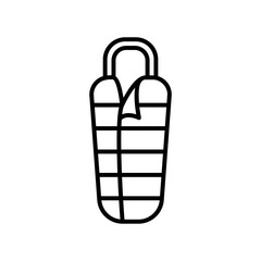 Sleeping bag icon for winter outdoor camping in black outline style