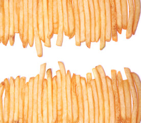 French fries potatoes isolated on white background