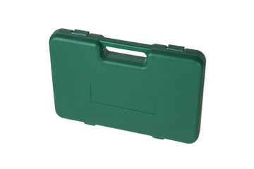 A set for cleaning weapons in a green case isolate on a white back. Weapon care tools.