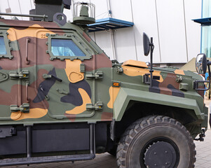 Side view of a military vehicle
