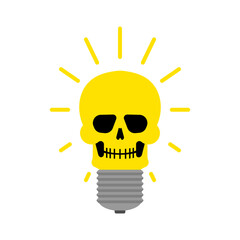 Skull light bulb dead idea. Vector illustration