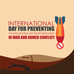 Vector International Day for Preventing the Exploitation of the Environment in War and Armed Conflict. Simple and Elegant Design