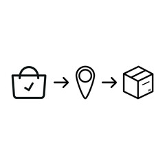 online order fast delivery icon, service shop mobile app, free package express courier, click buy and collect order, - editable stroke line vector illustration . Vector illustration