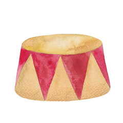 Vintage watercolor circus item, large round podium for animal tricks