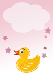 birth announcement card for baby girl with duck