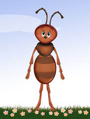 funny illustration of ant cartoon