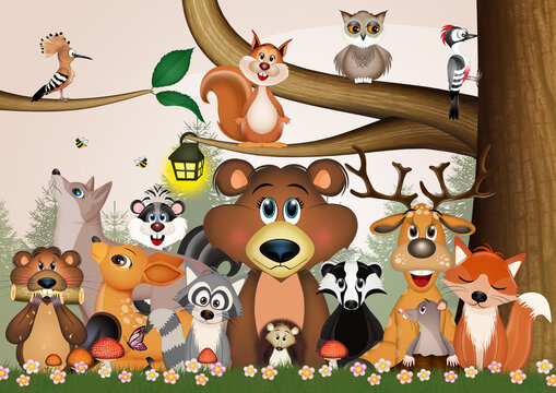 illustration of forest animals