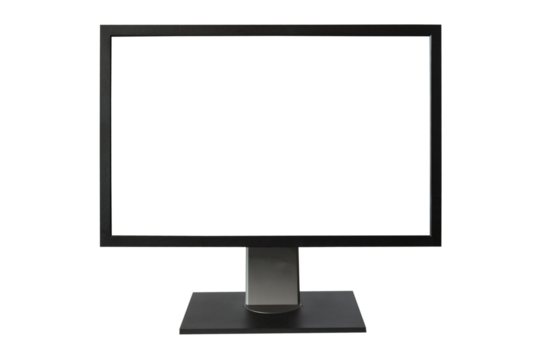 TV monitor with empty screen in PNG isolated on transparent background