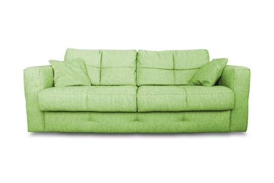 Green Sofa Or Couch Furniture In PNG Isolated On Transparent Background