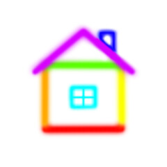 Rainbow house flat icon illustration for gay couple in PNG isolated on transparent background