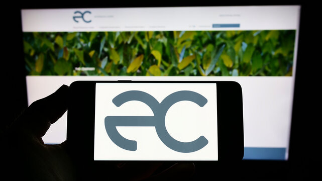 Stuttgart, Germany - 10-01-2022: Person holding smartphone with logo of Chilean company Empresas Copec S.A. on screen in front of website. Focus on phone display.