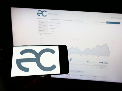 Stuttgart, Germany - 10-01-2022: Person holding mobile phone with logo of Chilean company Empresas Copec S.A. on screen in front of business web page. Focus on phone display.