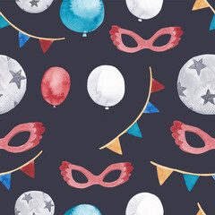 Fantasy vintage circus watercolor patterns with things for spectacle