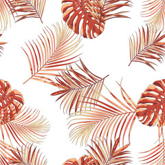 palm tropical leaves design vector seamless pattern