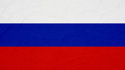 Russian flag background - Old rustic damaged crumbling facade wall texture background, painted in...