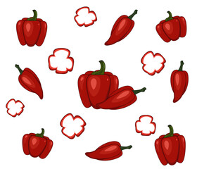 Pepper pattern. Vector background. Cartoon illustration