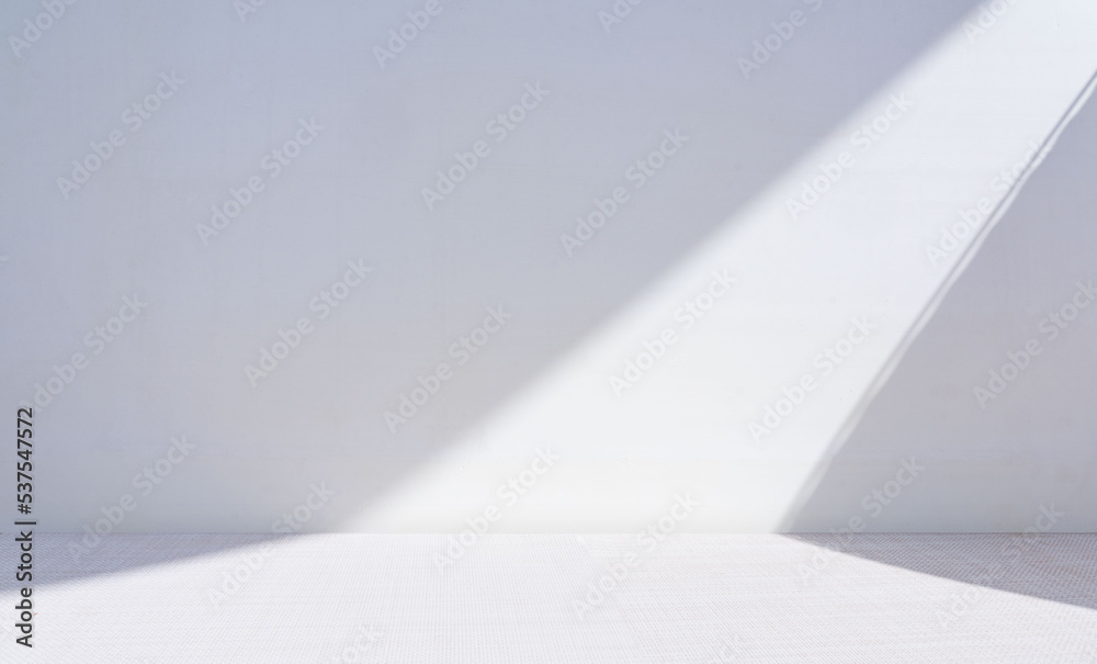 Leinwandbilder Original widescreen background image in minimalistic design with geometric shapes of light and shadow for presentation of various products in grey-blue tones.