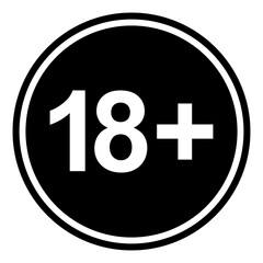 Sign of Adult Only Icon Symbol for Eighteen Plus (18+) and Twenty One Plus (21+) Age. Age Rating Icon Symbol. Format PNG