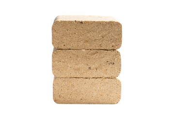 Lot of Wood Briquettes for heating, isolated