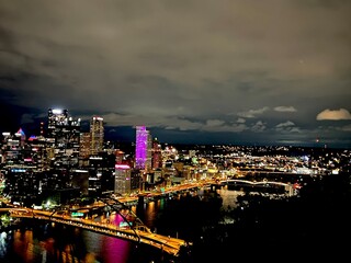 city skyline at night