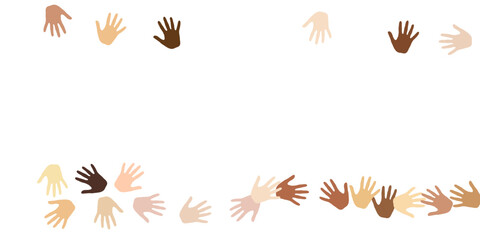 Woman and man hands of different skin color silhouettes. Elections concept.