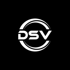DSV letter logo design with black background in illustrator, vector logo modern alphabet font overlap style. calligraphy designs for logo, Poster, Invitation, etc.
