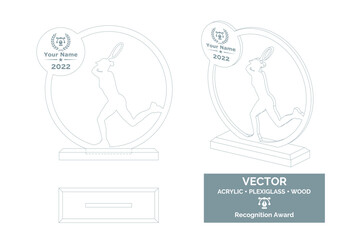 Tennis player trophy vector template, Tennis trophy template, Tennis championship recognition award.