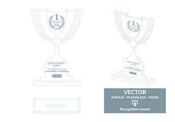 Trophy Vector Template. Trophy Distinction Award. Recognition Trophy Award.