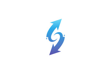 Arrow letter S logo in blue color