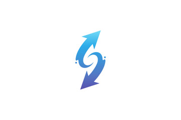 Fototapeta premium Arrow letter S logo in blue color