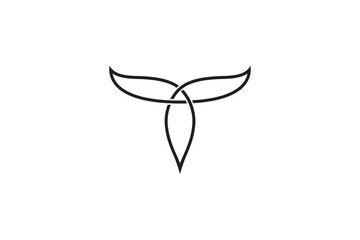 Infinity leaf letter T logo with continuous line design style