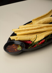 fafda Gathiya (fafda jalebi) is a very popular Gujarati snack, common street snack from India.