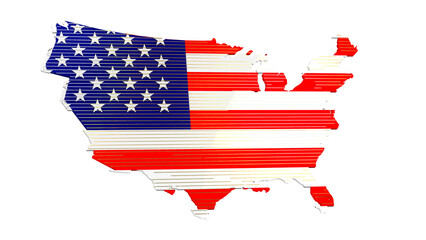 map of United States isolated on white background.