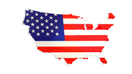 map of United States isolated on white background.