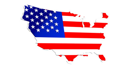 map of United States isolated on white background.